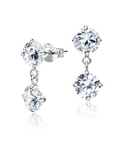 Double Stones CZ Earring Silver ECS-12